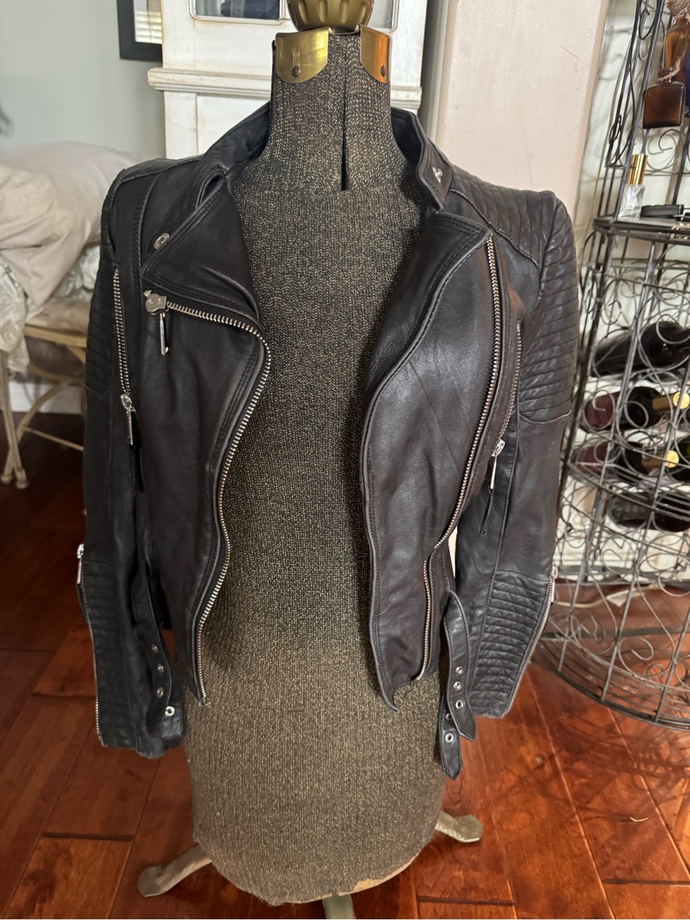 BCBGeneration Black Moto Jacket with Quilted Details